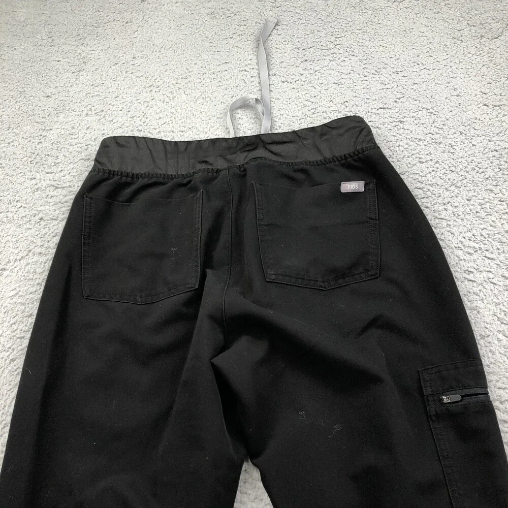 FIGS Scrub Pants Womens Small Black Technical Collection Jogger Cargo Pockets